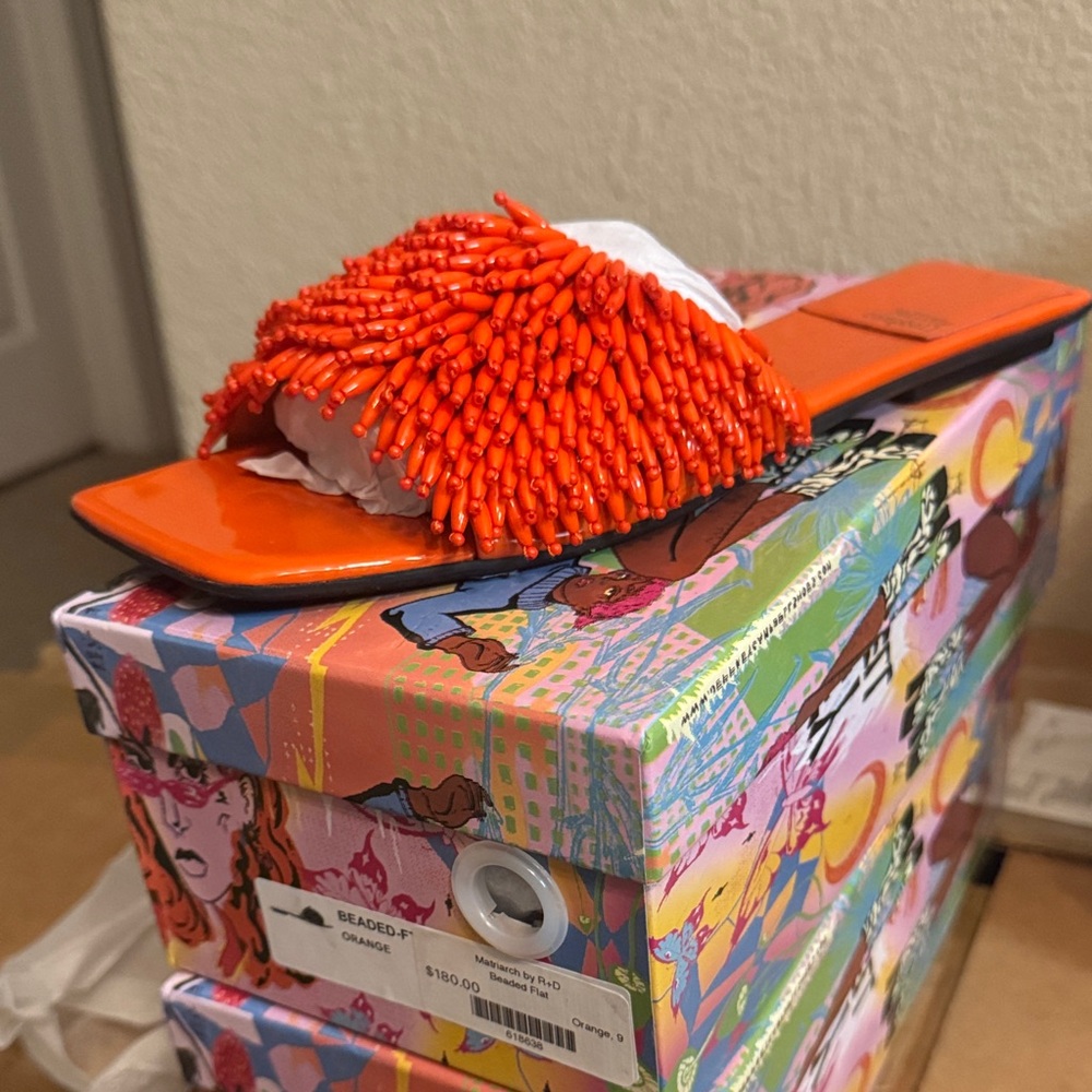 Jeffrey Campbell Vibrant Orange Beaded Slides